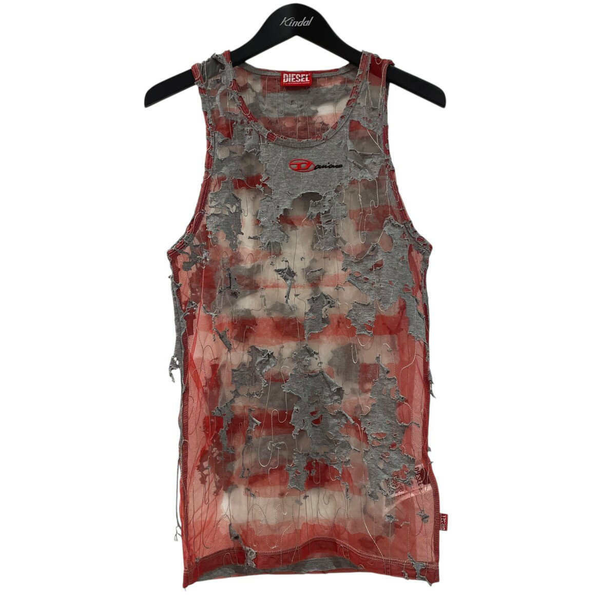 【中古】DIESELT-LIFTY-DEVOR-DD Damiano David JERSEY TOPS バーンアウト加工タンクトップ A17758 レッド サ...