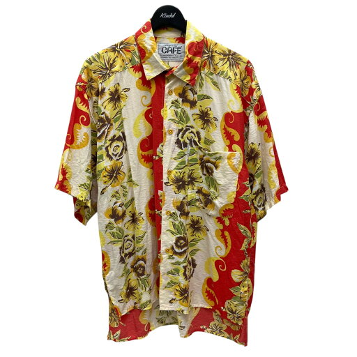 【中古】CAFE花柄 半袖シャツ レッド【価格見直し】 【中古】CAFE花柄 半袖シャツ レッド【価格見直し】