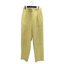 【中古】pelleq tucked trouser パンツ PT0405-SS20 イエロー サイズ:36 【040725】(ペレック)