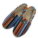 【中古】PRADA テリークロスエスパドリーユ マルチカラー サイズ:37 【040725】(プラダ)