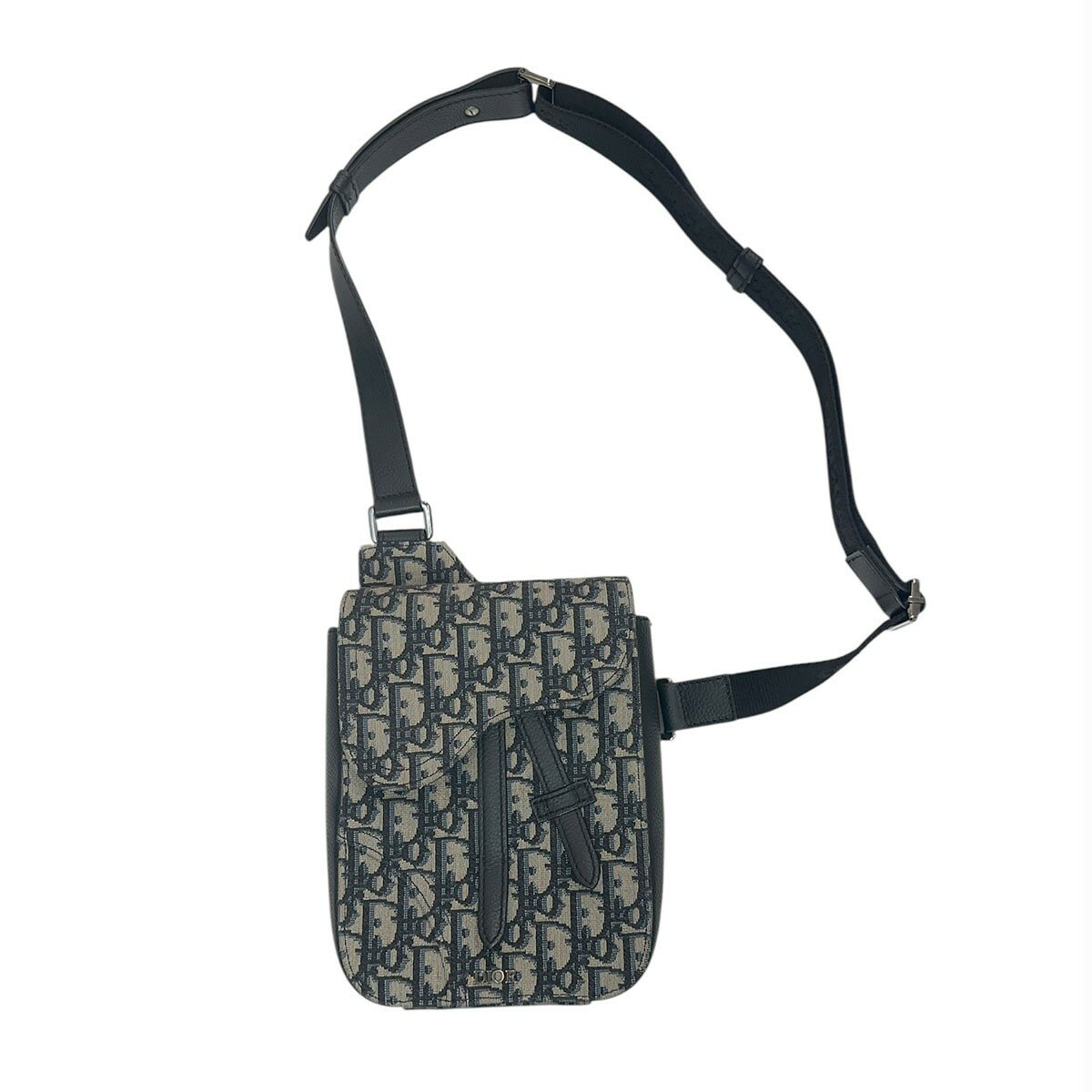 【中古】DIOR Saddle Rectangular Crossbody Pouch Oblique Canvas オブリーグジャガードショルダーバッグ 21-BO-0220 グレー×ブラック 【060725】（ディオール）