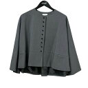 【中古】DU NOIR 飾りボタンノーカラージャケット 長袖ブラウス 237110 グレー サイズ:F 【070725】(DU NOIR)