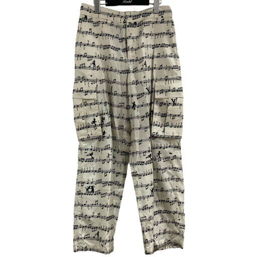 【中古】LOUIS VUITTON楽譜デザインパンツ アイボリー×ブラック サイズ:38 【中古】LOUIS VUITTON楽譜デザインパンツ アイボリー×ブラック サイズ:38