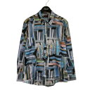 【中古】Paul Smith ブックブラー プリントシャツ 総柄シャツ 224-376 ブルー サイズ:L 【090725】(ポールスミス)