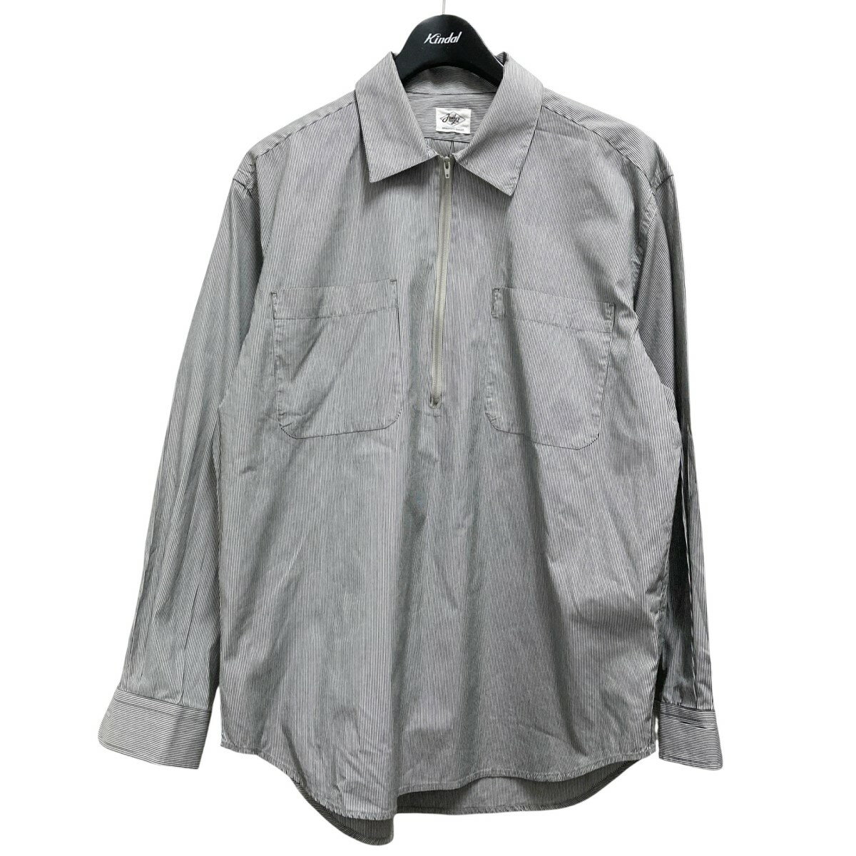 【中古】justrightストライプ ジップシャツ JR 18 ST 011 ブラック×ホワイト サイズ：S【価格見直し】