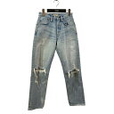 【中古】YANUK 藤原 裕 ダメージ加工デニムパンツ 57191502 インディゴ サイズ:22 【110725】(ヤヌーク)