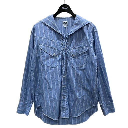 【中古】AiE ストライプ柄セーラーシャツ WIDE STRIPE SW SHIRT スカイブルー・ホワイト サイズ:XS 【120725】(エーアイイー) 【中古】AiE ストライプ柄セーラーシャツ WIDE STRIPE SW SHIRT スカイブルー・ホワイト サイズ:XS 【120725】(エーアイイー)