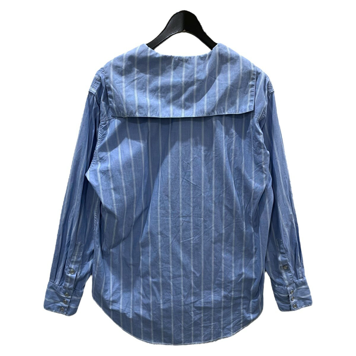 【中古】AiE　ストライプ柄セーラーシャツ WIDE STRIPE SW SHIRT スカイブルー・ホワイト サイズ：XS 【120725】（エーアイイー）