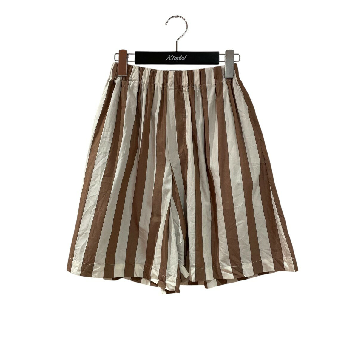 【中古】BASERANGE24AW STAVE SHORTS ハーフパンツ 24030469000130 ブラウン×ホワイト【価格見直し】