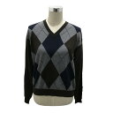 【中古】PRADA 25 アーガイルニット P24Q2H ブラウン×グレー サイズ:38 【150725】(プラダ)