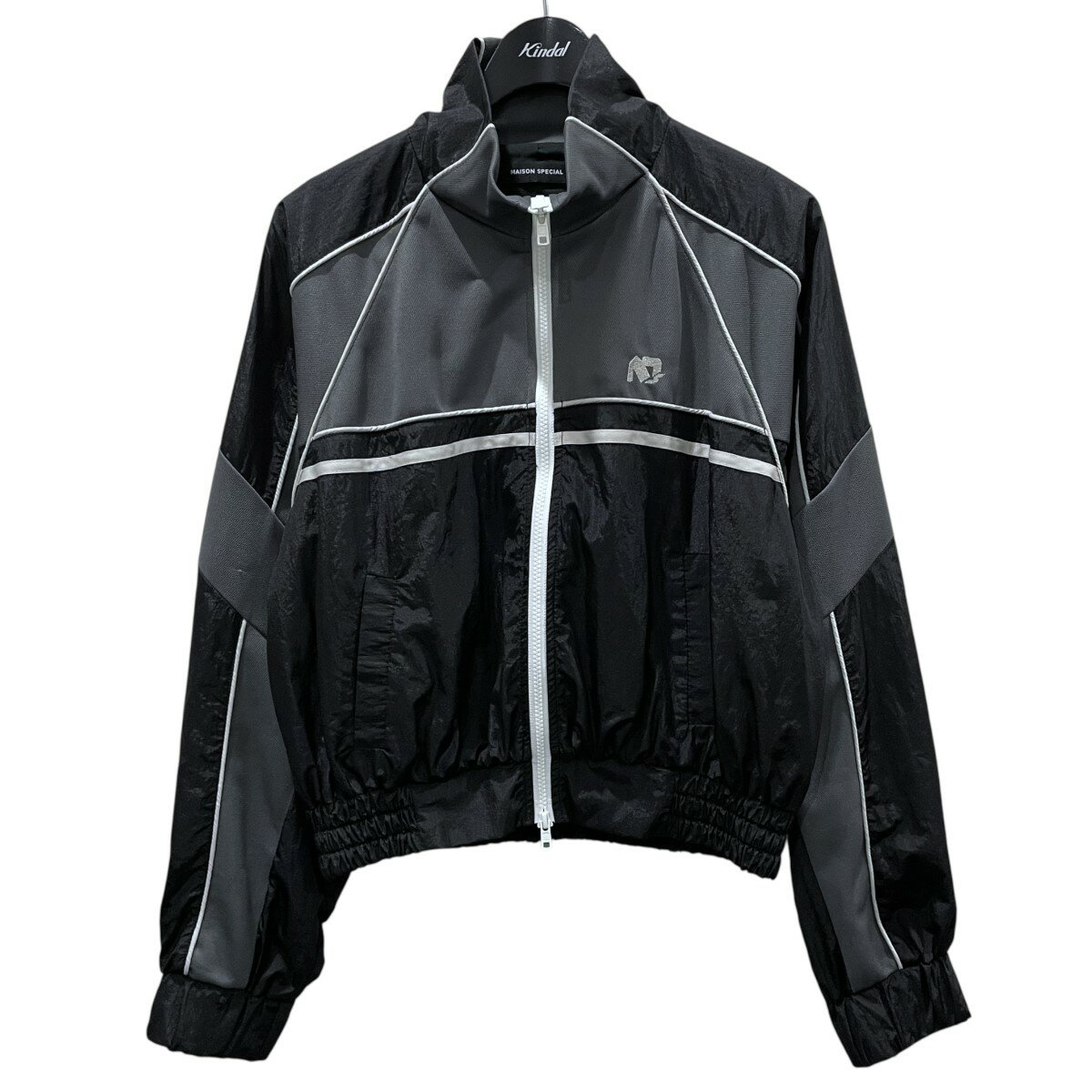 【中古】MAISON SPECIAL ジップアップジャケット Cut Combi Truck Jacket カットコンビ トラックジャケット 21232215801 ブラック・グレー サイズ:フリーサイズ 【150725】(メゾンスペシャル)