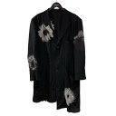 【中古】Yohji Yamamoto pour homme WHITE FLOWER PRINT SLIT JACKET シルクジャケット HP-J63-820 ブラック サイズ:2 【190725】(ヨウジヤマモトプールオム)