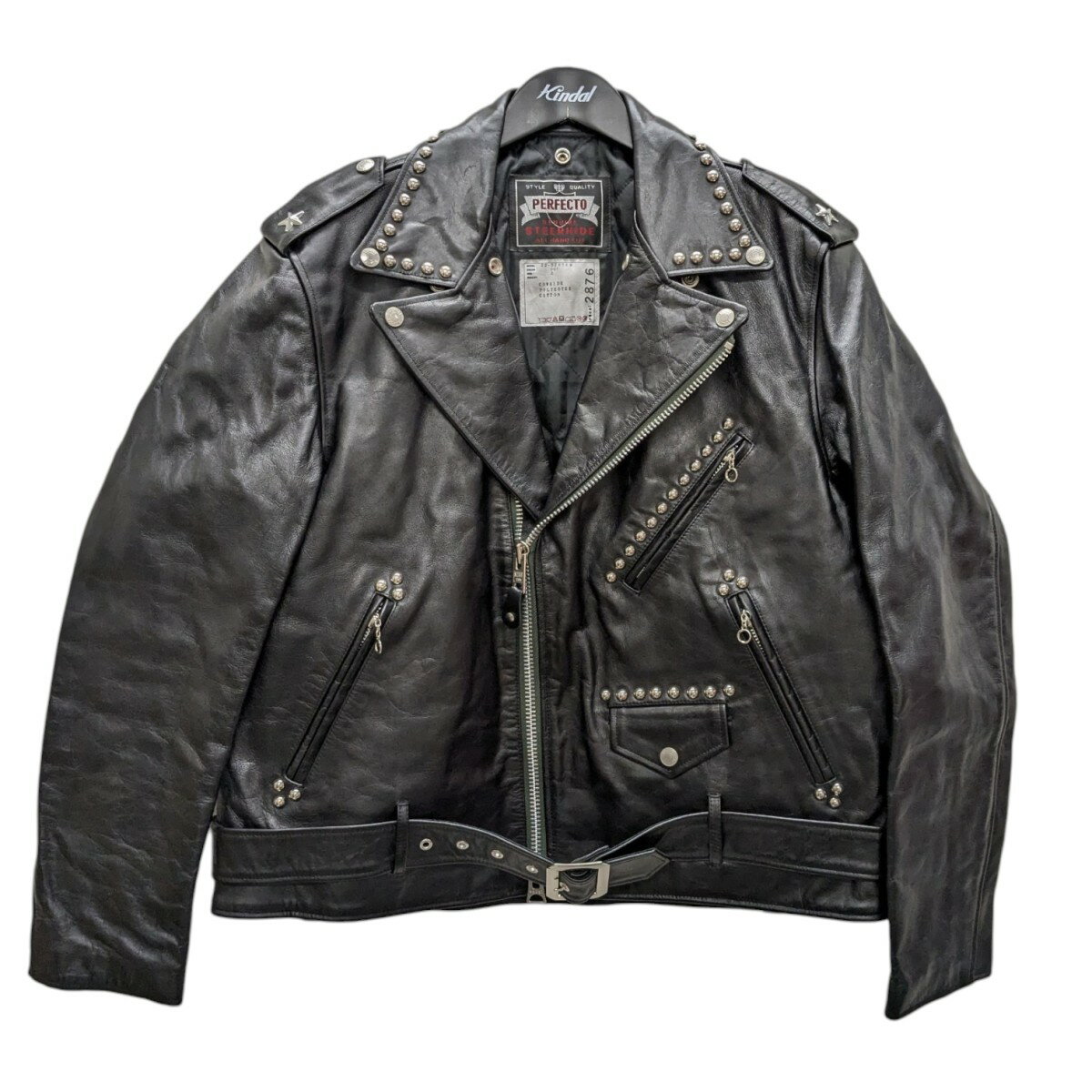 【中古】sacai×SchottLeather Studs Blouson スタッズレザーライダースジャケット ブラック サイズ：2【価格見直し】
