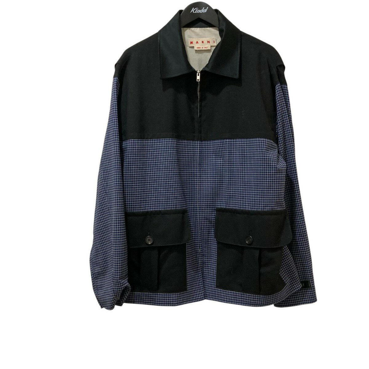 【中古】MARNI 切替ロングジャケット JUMU0137QX ネイビー×ブラック サイズ:46 【220725】(マルニ)