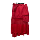 【中古】sacai ファブリックコンボスカート 24-07226 レッド サイズ:2 【220725】(サカイ)