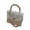 【中古】COACH Parker Top Handle With Scattered Rivets チェーンショルダーバッグ ホワイト×ベージュ 【250725】(コーチ)