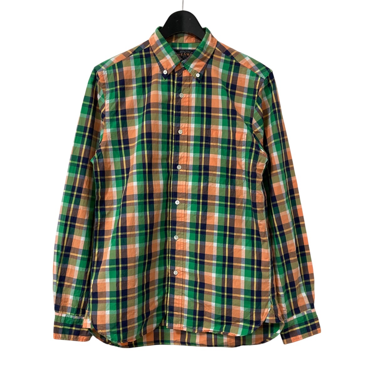 【中古】BEAMS PLUS　イプライター チェック ボタンダウン シャツ チェックシャツ 11-11-4828-139 グリーン サイズ：S 【260725】（ビームスプラス）