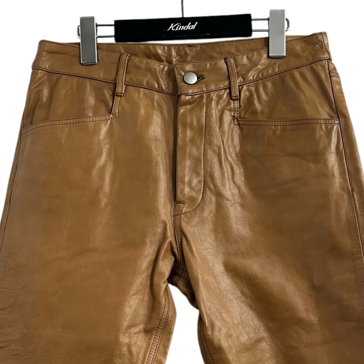 【中古】RICK OWENSタイロンレザースキニーパンツ RU02A5393-LGW ハニー サイズ：46【価格見直し】