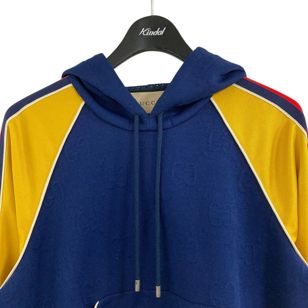 【中古】GUCCI　GG柄パーカー ネイビー×イエロー サイズ：XS 【270725】（グッチ）