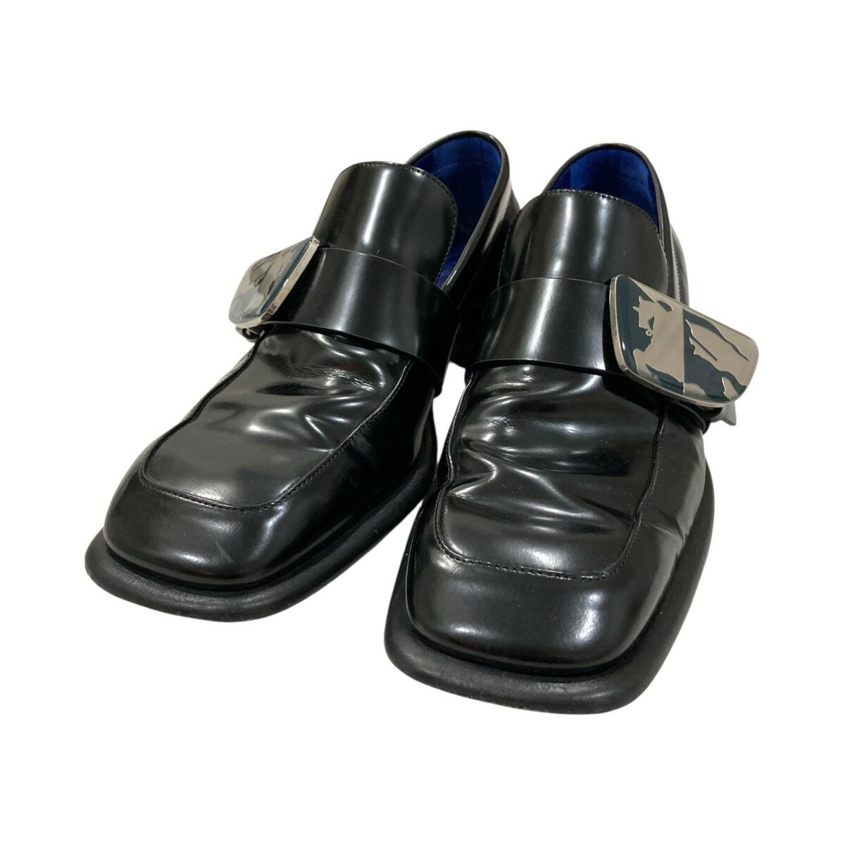 【中古】BURBERRY Equestrian Knight Shield Loafers スクエアトゥローファー 4500727372 ブラック サイズ:41...