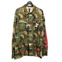 【中古】OFFWHITE 15SS EMBROIDERED CAMOUFLAGE FIELD JACKET カモフラ柄 ミリタリージャケット グリーン サイズ:...