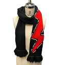 【中古】PRADA マフラー UMS342 ブラック×レッド サイズ:ONESIZE 【300725】(プラダ)