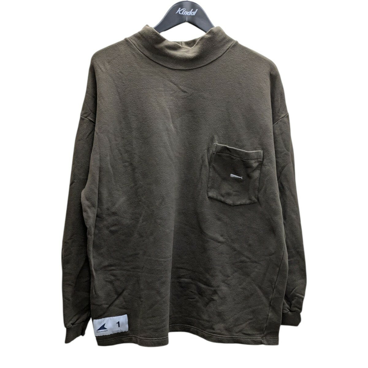 【中古】DESCENDANT 23AW TORTOISE MOCK NECK LS モックネックカットソー カーキ サイズ:1 【010825】(ディセンダント)