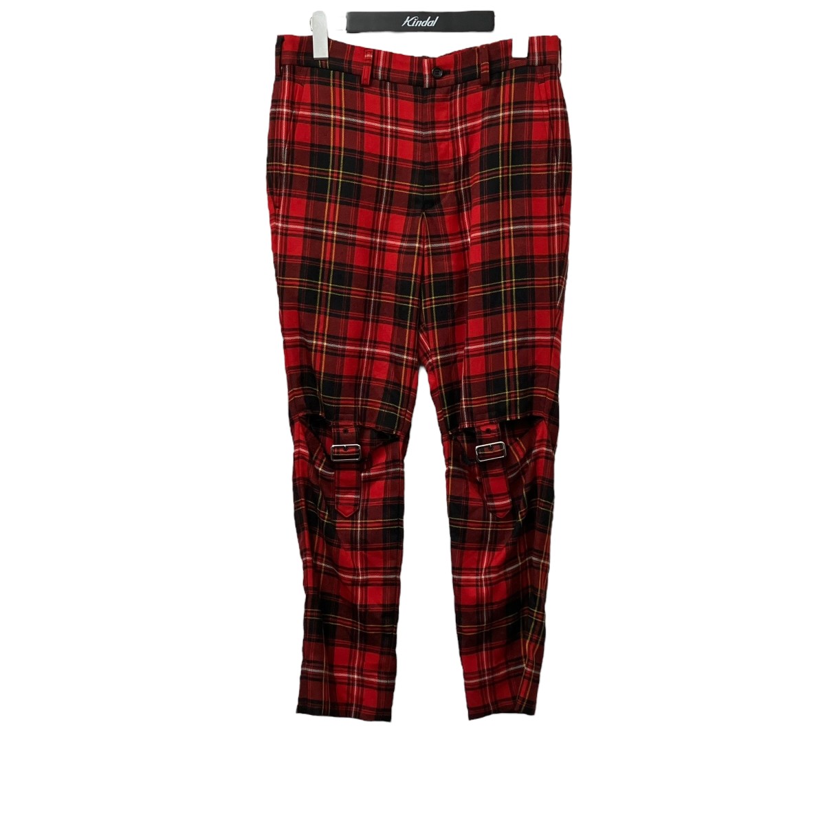 【中古】BLACK COMME des GARCONS チェックパンツ 1L-P008 レッド×ブラック サイズ:S 【030825】(ブラックコムデギャルソン)