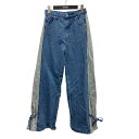 【中古】AMERI SIDE SWITCH 2WAY RIBBON DENIM PANTS スウェットドッキングデニムパンツ 0125108930750 グレー×インディゴ サイズ:26 【060825】(アメリ)