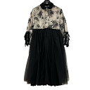 【中古】tricot COMME des GARCONS 17AW レース切替チュールワンピース TT-O202 アイボリー×ブラック サイズ:SIZE S 【...