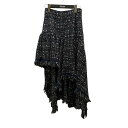 【中古】Fumiku asymmetrical tweed skirt ツイードスカート ネイビー サイズ:2 【130825】(フミク)