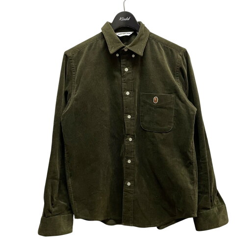 【中古】A BATHING APE コーデュロイシャツ カーキ サイズ:L 【140825】(アベイシングエイプ) 【中古】A BATHING APE コーデュロイシャツ カーキ サイズ:L 【140825】(アベイシングエイプ)