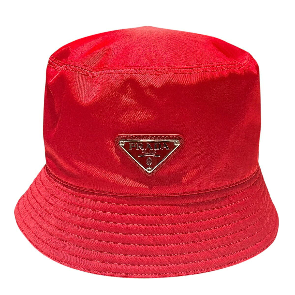 【中古】PRADA　バケットハット 1HC137 レッド サイズ：M 【170825】（プラダ）