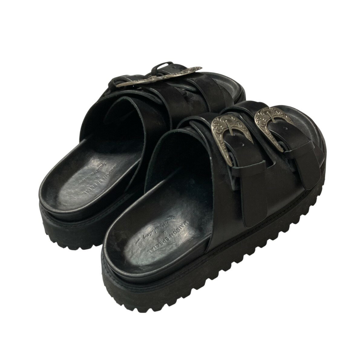 【中古】MAISON SPECIAL×SPECIAL SHOES FACTORY　Italian Vibram Sole Double Monk Buckle Sandal Made In TOKYO バックルベルトサンダル 11231561204 オリーブ サイズ：27.5cm 【180825】（メゾンスペシャル）