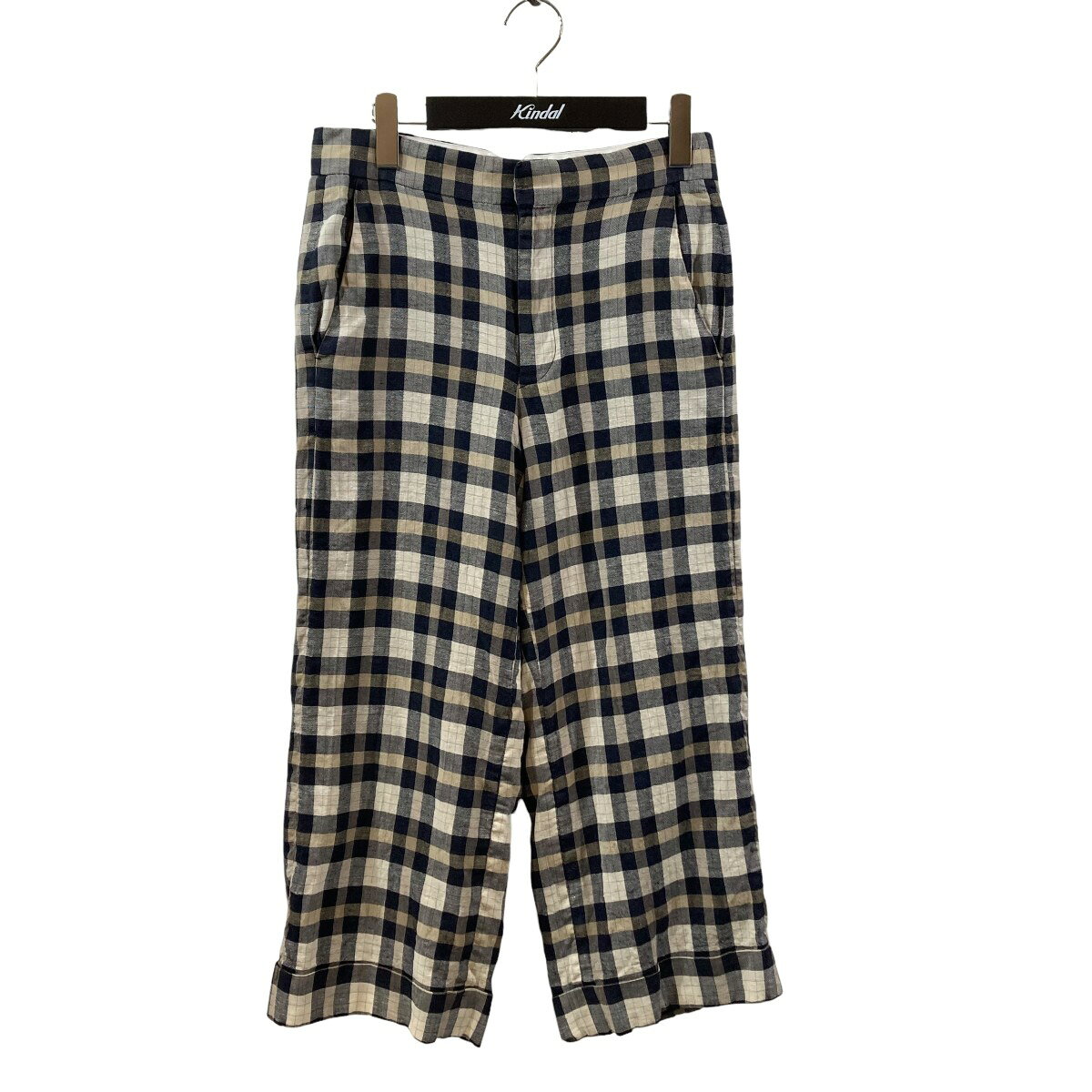 【中古】Drawerギンガムチェックパンツ チェックパンツ 6514-236-0873 ベージュ サイズ:38【価格見直し】