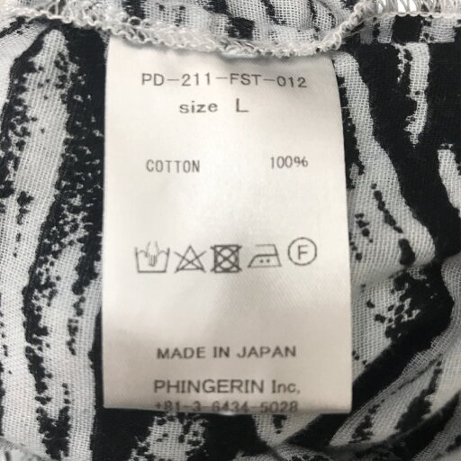 【中古】PHINGERIN セットアップ PD-211-FST-012/PD-211-FBT-012 ホワイト×ブラック サイズ:ジャケットL/パンツM 【280825】(フィンガリン)