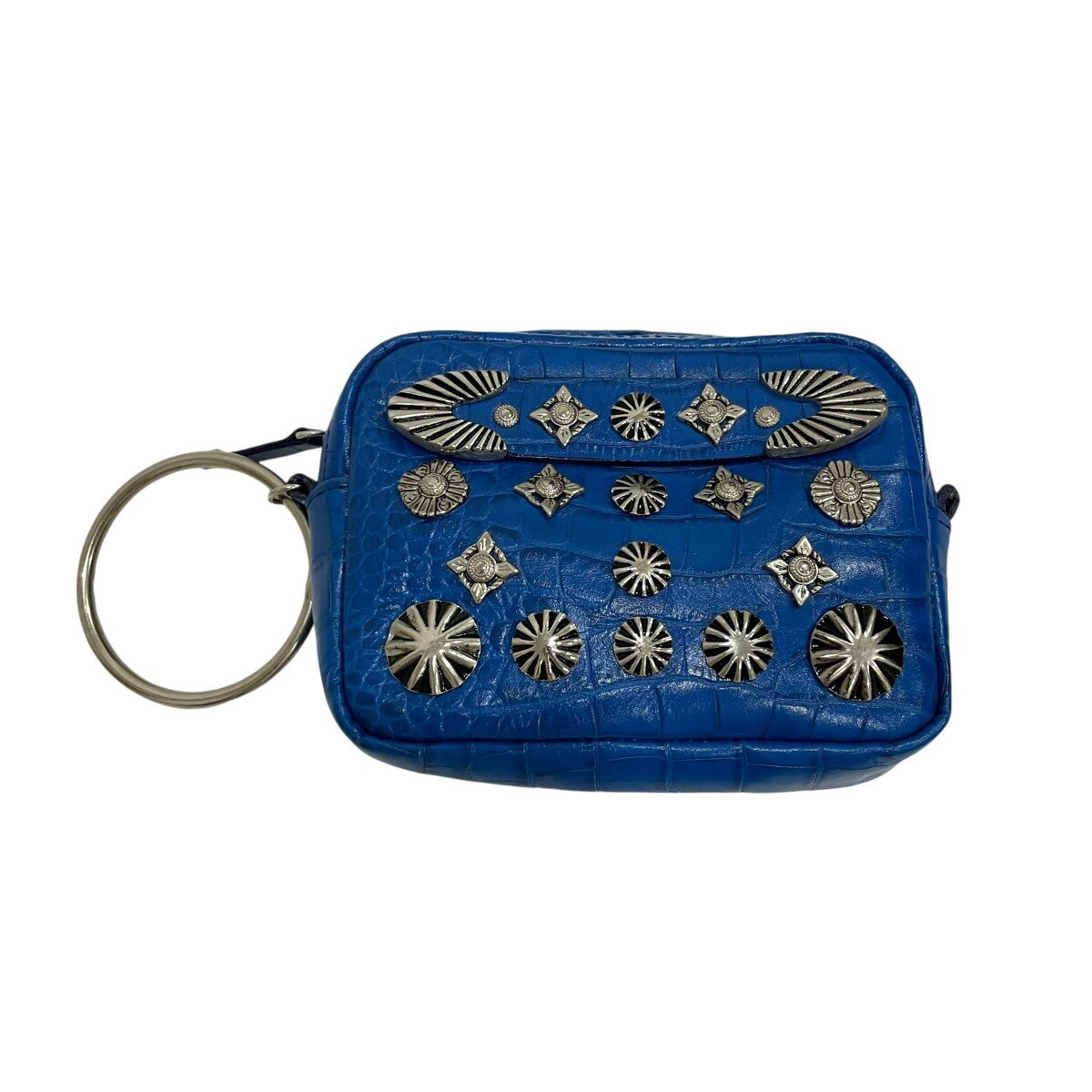 【中古】TOGA PULLA　METAL LEATHER POUCH ポーチ ブルー 【030925】（トーガプルラ）