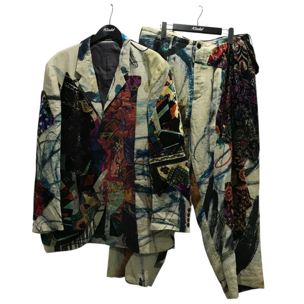 【中古】Yohji Yamamoto pour hommeパッチワークセットアップ HZ-J58-819/HZ-P38-325 マルチカラー サイズ:JK3/P...