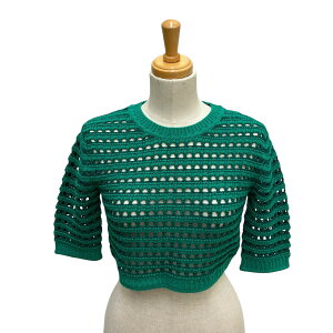 【中古】SEE BY CHLOE リネン混クロップドトップス 透かし編みニット CHS23SMP025003G2S グリーン サイズ:S 【050925】(シーバイクロエ)