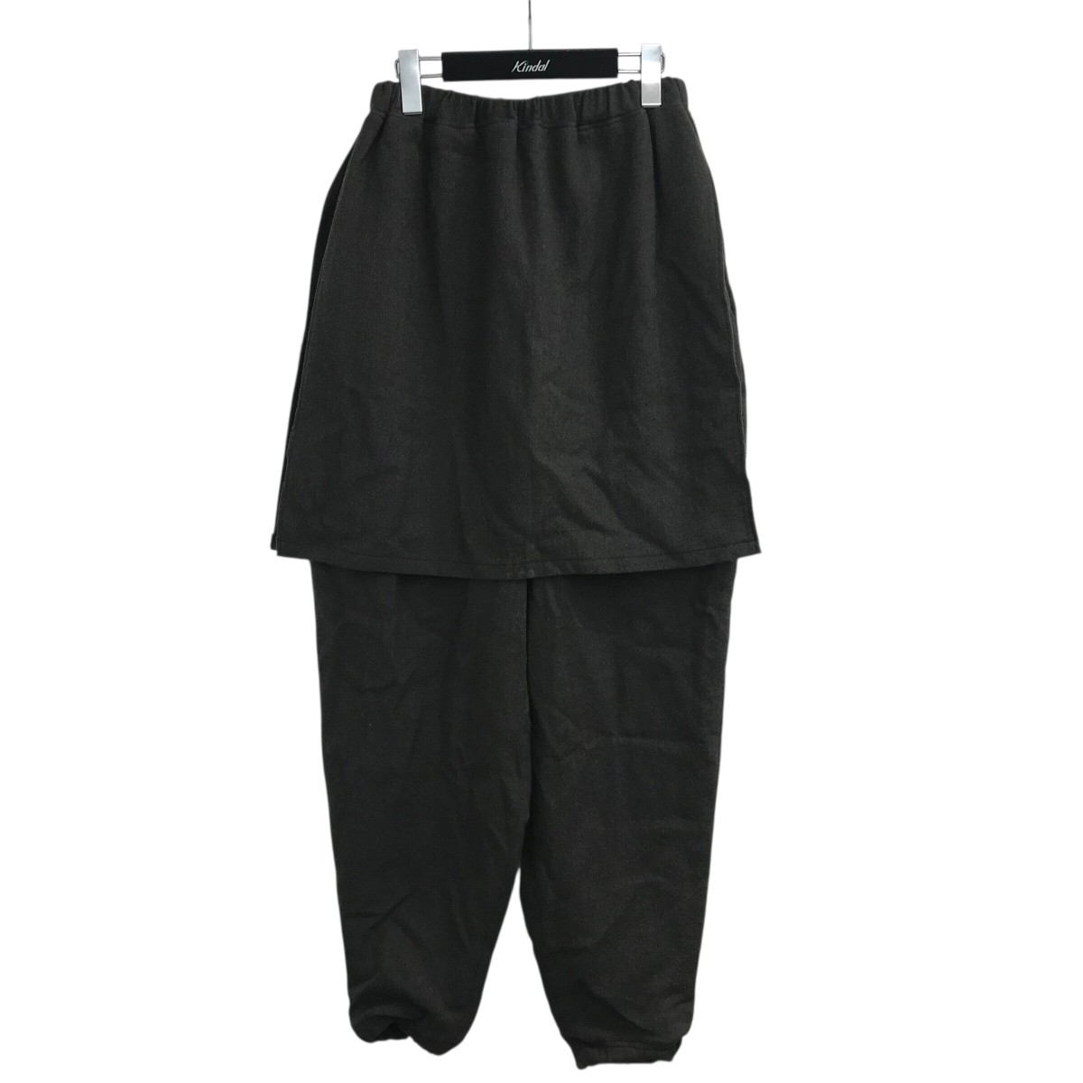 【中古】kujakuスカート付きウールイージーパンツ グレー サイズ：1【価格見直し】