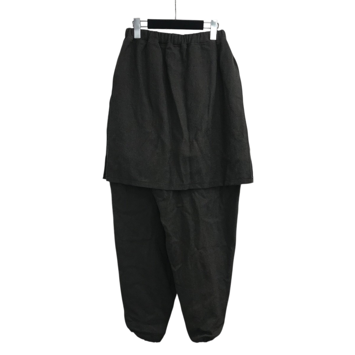 【中古】kujakuスカート付きウールイージーパンツ グレー サイズ：1【価格見直し】