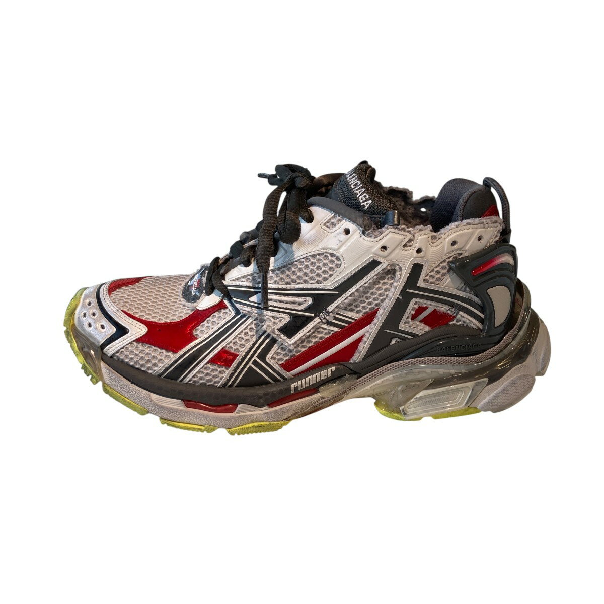 【中古】BALENCIAGA　RUNNER スニーカー 677403 ホワイト×グレー×レッド サイズ：27 【140925】（バレンシアガ）