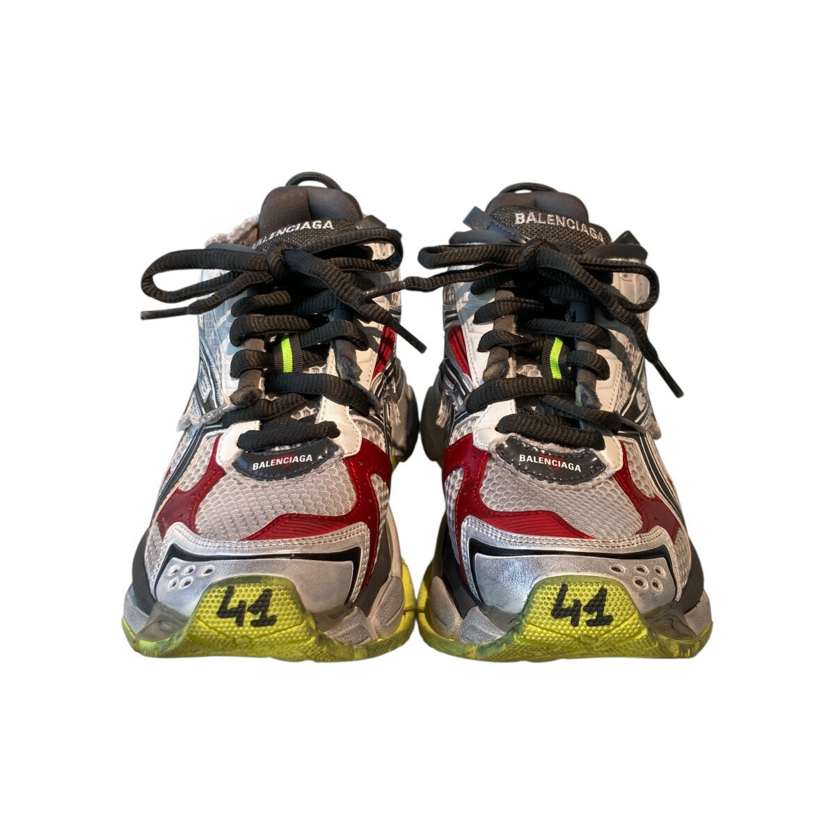 【中古】BALENCIAGA　RUNNER スニーカー 677403 ホワイト×グレー×レッド サイズ：27 【140925】（バレンシアガ）