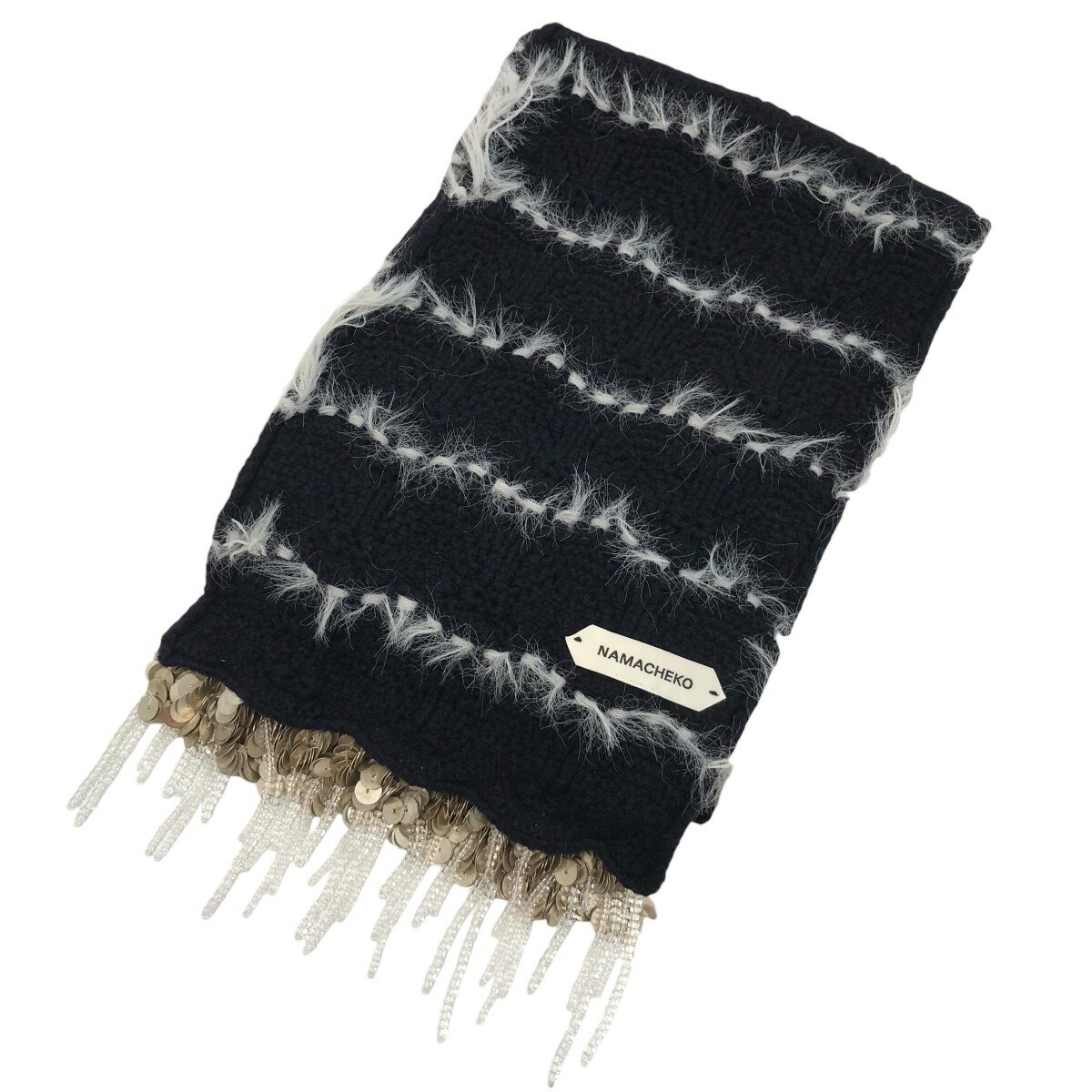【中古】NAMACHEKO装飾デザインマフラー ネイビー【価格見直し】