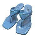 【中古】PRADA ロゴサンダル スカイブルー サイズ:36 【140925】(プラダ)