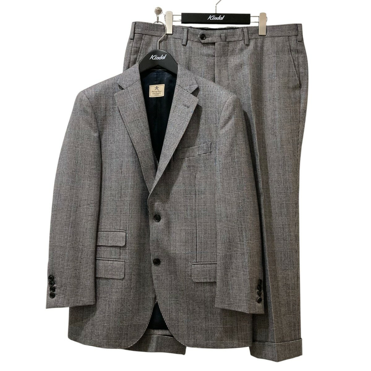 【中古】HACKETTDUGDALE BROS＆CO グレンチェック 3ピーススーツ グレー【価格見直し】