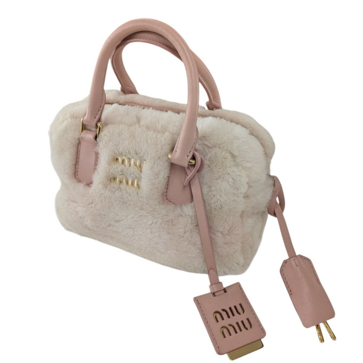 【中古】MIU MIU　シアリングハンドバッグ ピンク 【160925】（ミュウミュウ）のサムネイル