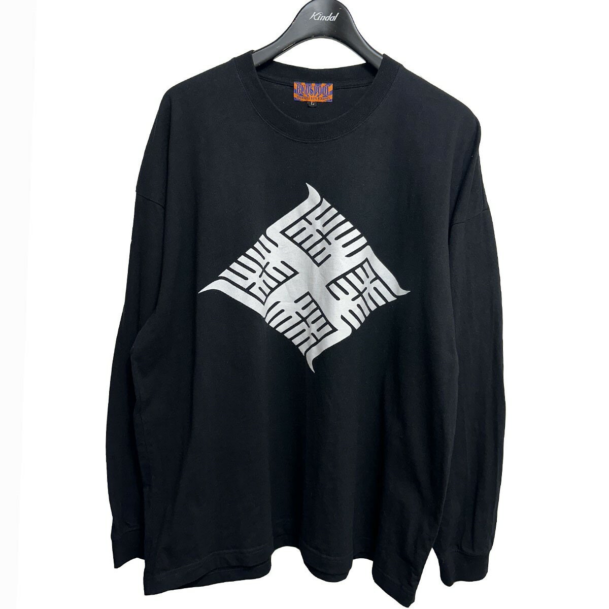 【中古】BUDSPOOL LOGO PRINT 麻柄家紋長袖Tシャツ ブラック サイズ:L 【170925】(バッズプール)