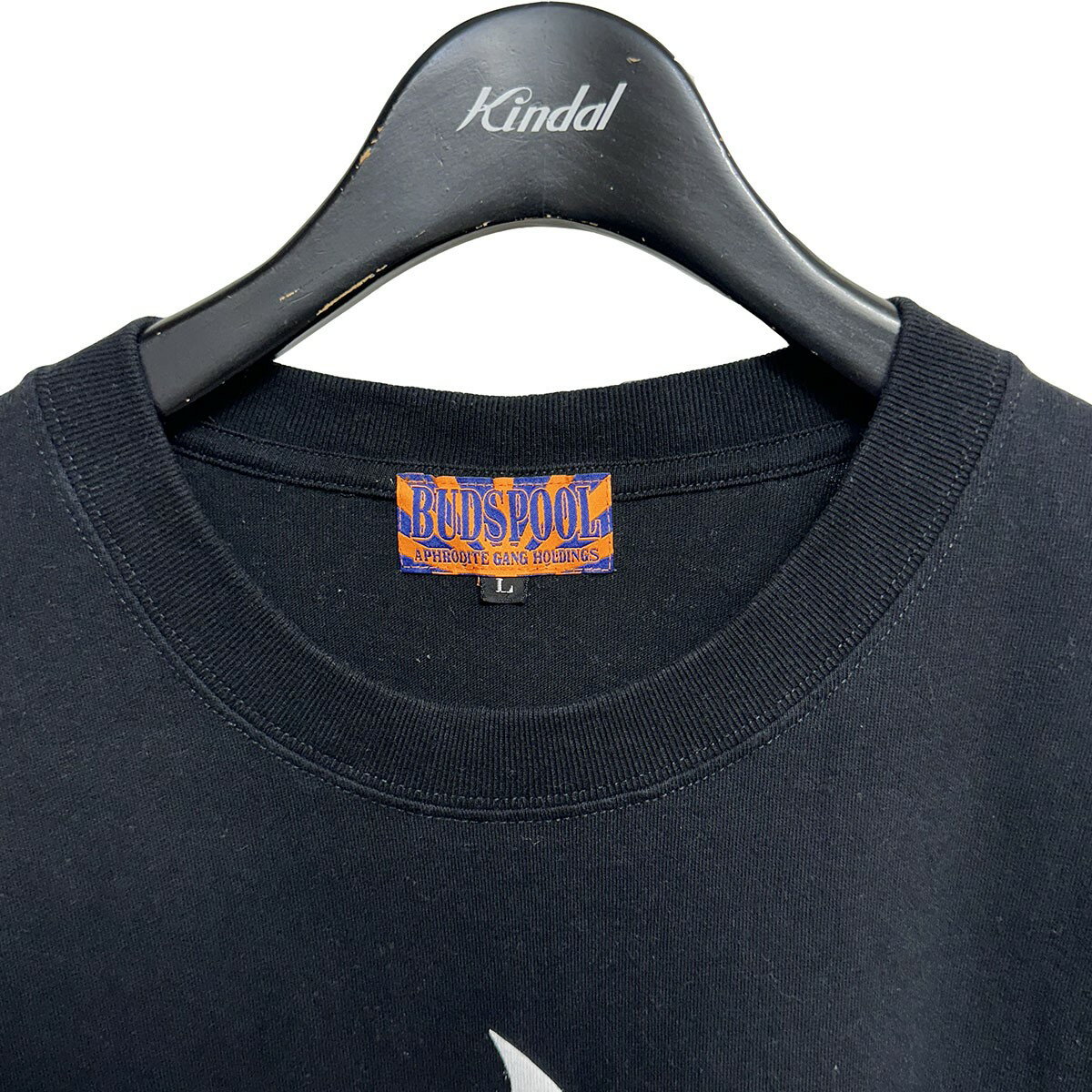 【中古】BUDSPOOL　LOGO PRINT 麻柄家紋長袖Tシャツ ブラック サイズ：L 【170925】（バッズプール）