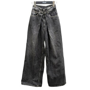 【中古】JOHN LAWRENCE SULLIVAN washed denim wide pants ウォッシュデニムワイドパンツ ブラック サイズ:S 【190925】(ジョンローレンスサリバン)